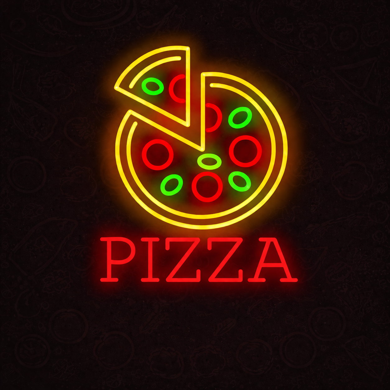Pizza Slice & Whole Pie LED Neon Sign for Pizzeria, Restaurant & Kitchen Decor