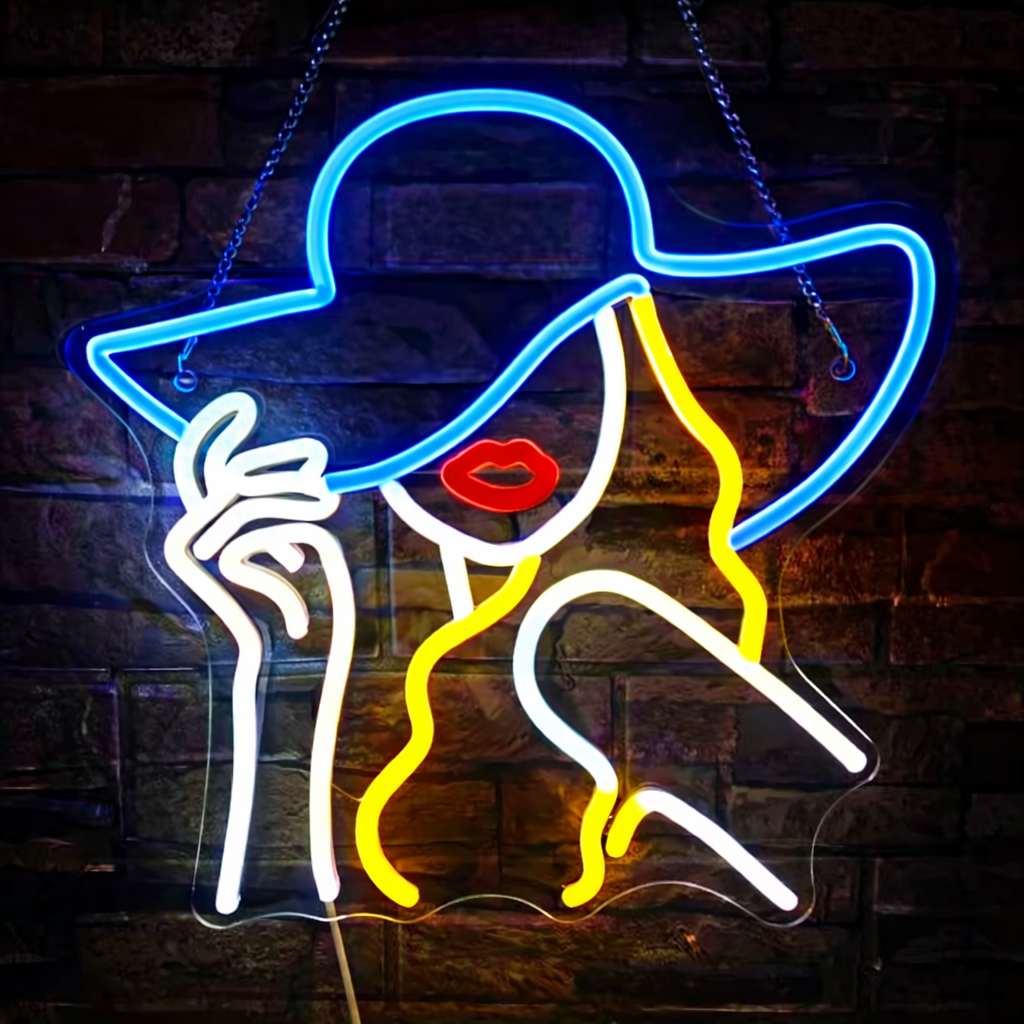 Fashion Hat Silhouette LED Neon Sign Wall Decor