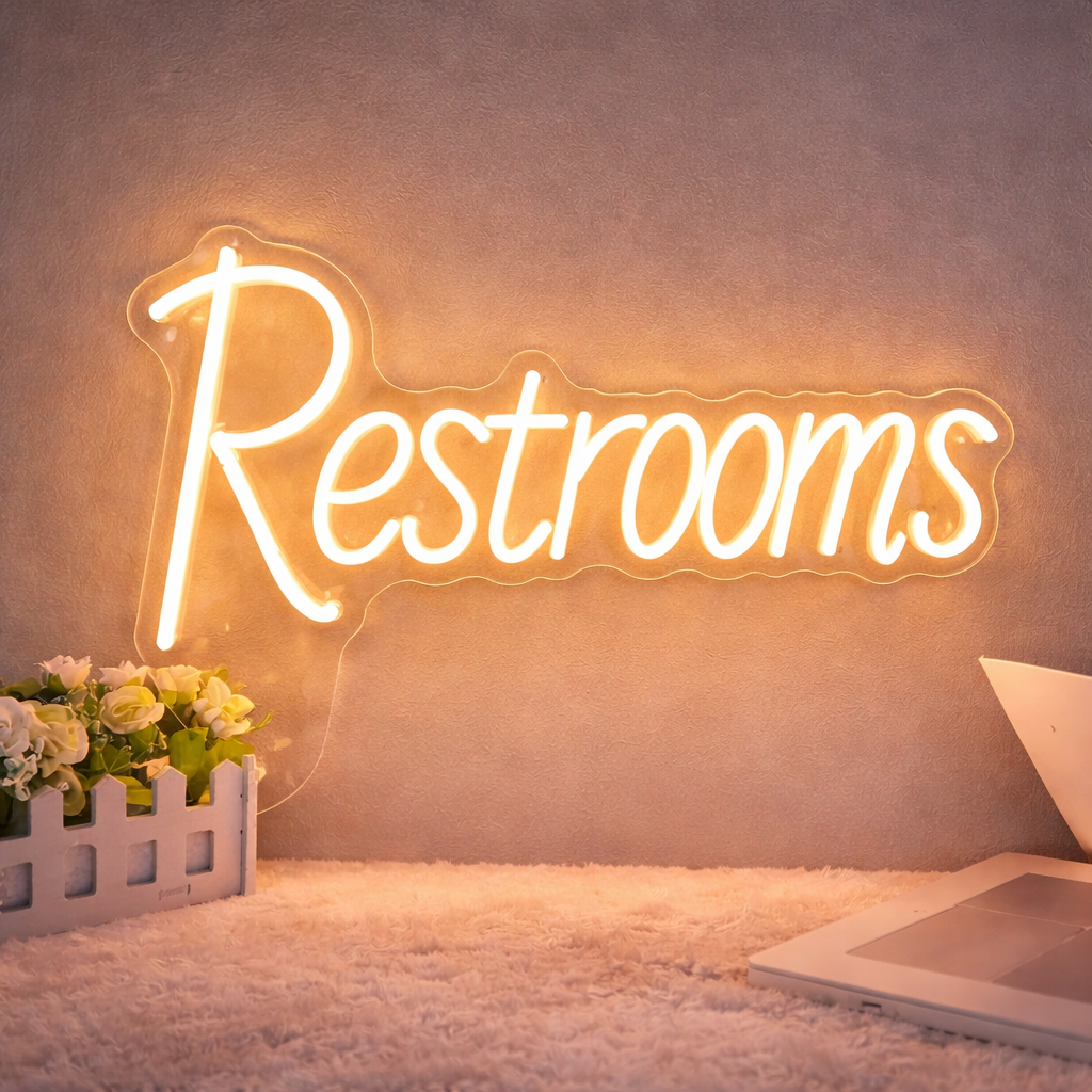 Restrooms LED Neon Sign Wall Decoration Commercial Home Bar