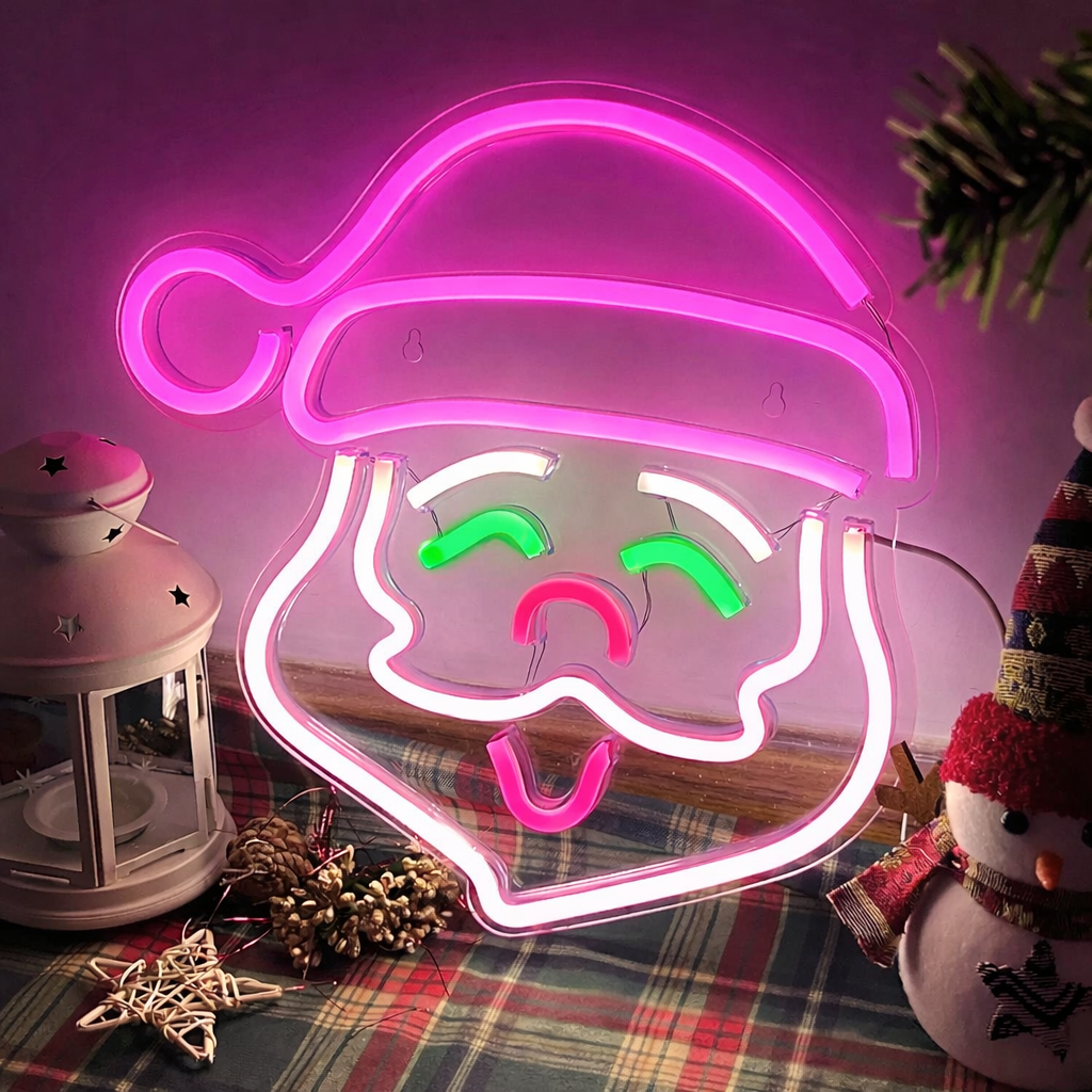 Funny Santa Face Neon Sign LED Christmas Wall Light for Holiday Decor