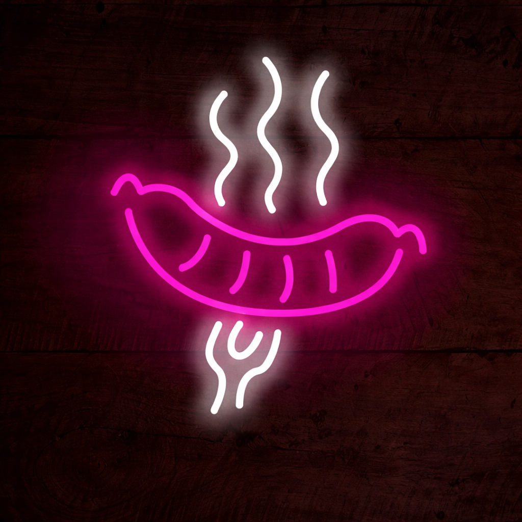 Grilled Sausage LED Neon Sign for Barbecue Kitchen and Food Stall Decor
