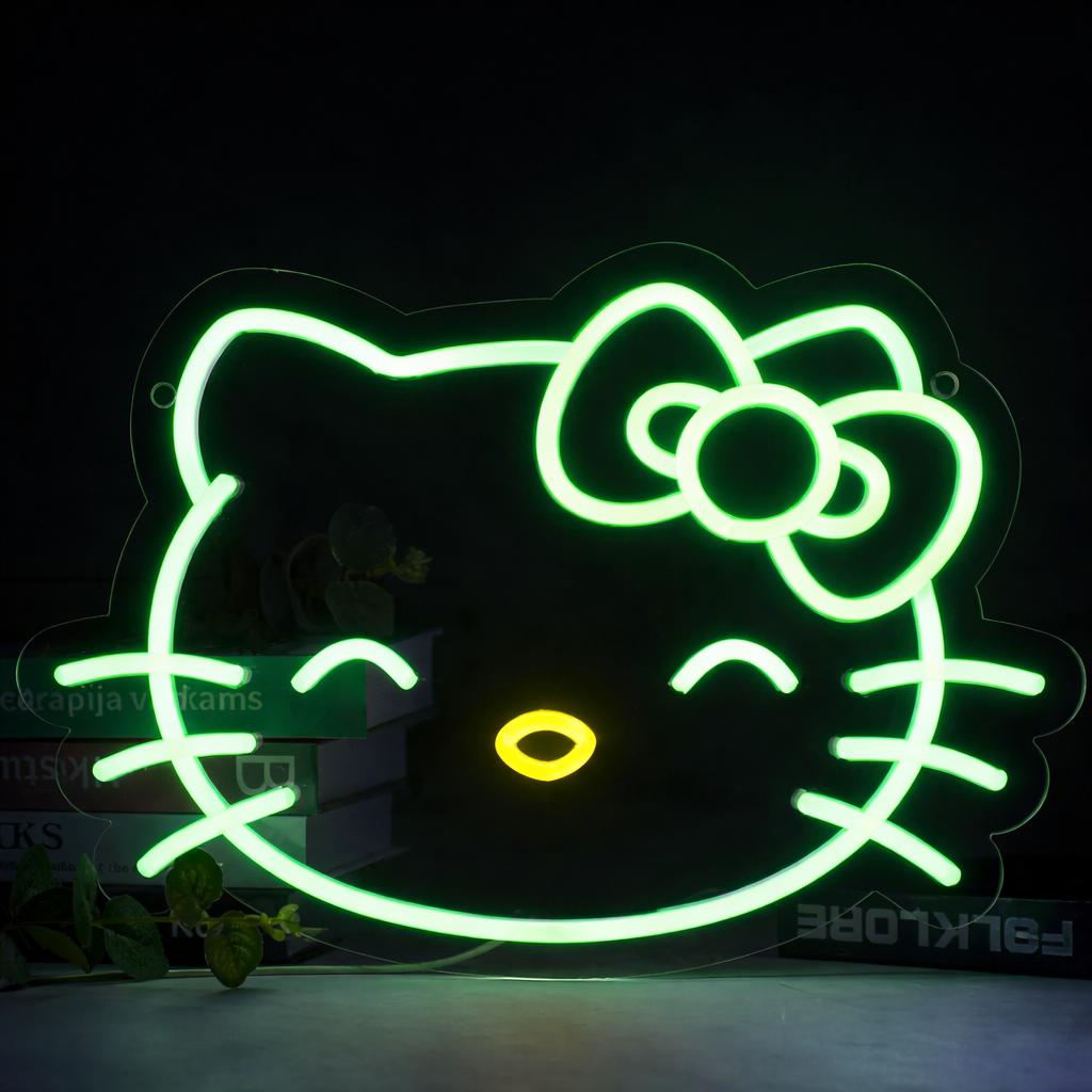 Cute Cartoon Cat LED Neon Sign for Bedroom Aesthetic Room Wall Decor Light