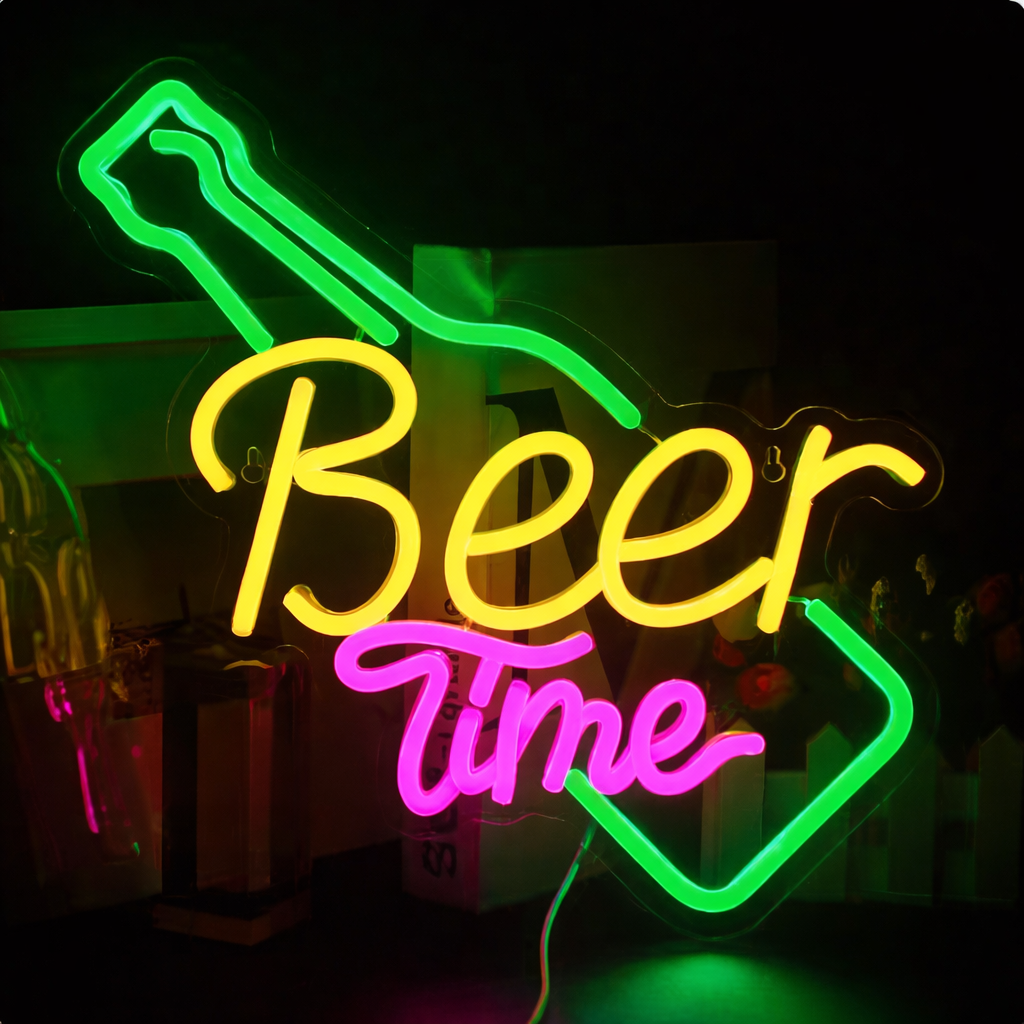 Beer Time LED Neon Sign Wall Decoration Bar Party Light