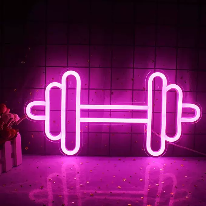 Dumbbell LED Neon Sign Pink Gym Neon Light for Fitness Room Wall Decor