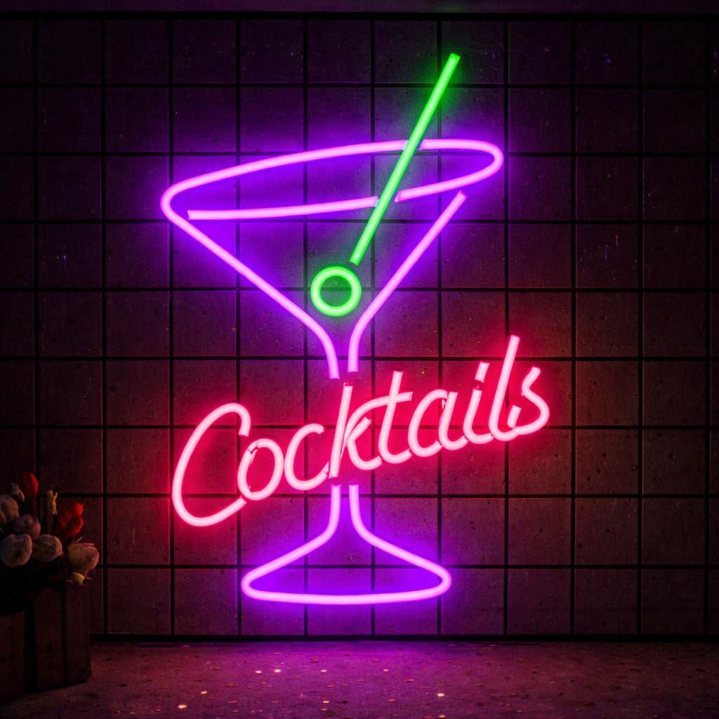 Cocktails LED Neon Sign for Bar Home Bar Party Wall Decor Light