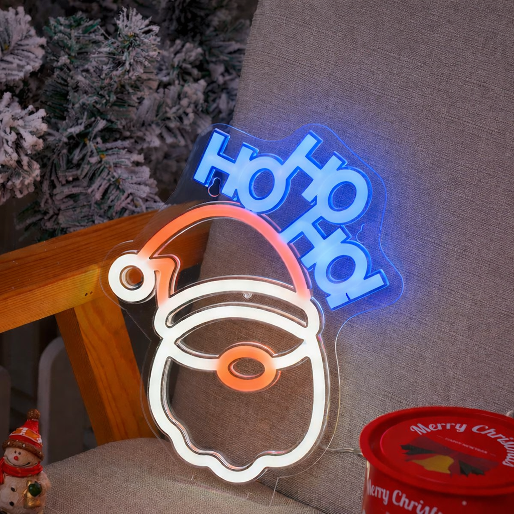 Christmas Ho Ho Ho Santa LED Neon Sign for Holiday Decor Bedroom Party Wall Light