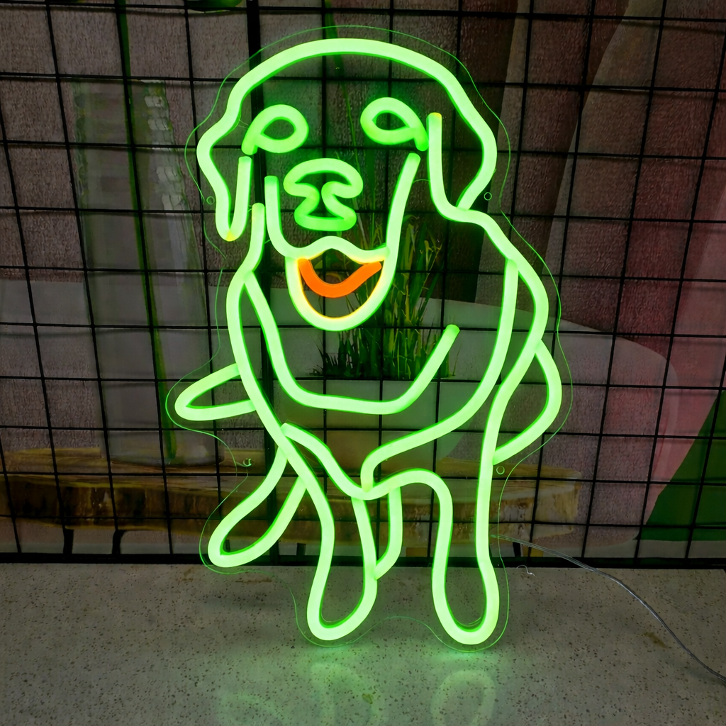 Cute Animal LED Neon Mirror Sign for Kids Room, Bedroom & Playful Decor