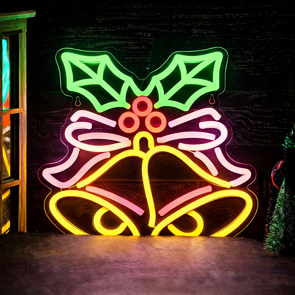 Christmas Bell Neon Sign LED Wall Light for Holiday Decor