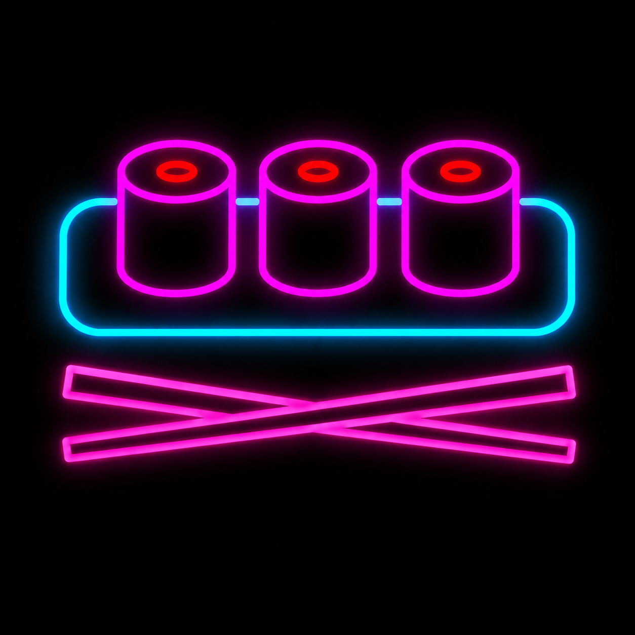 Minimalist Sushi Rolls LED Neon Sign with Chopsticks Japanese Food Neon Light Wall Decor for Restaurant Bar