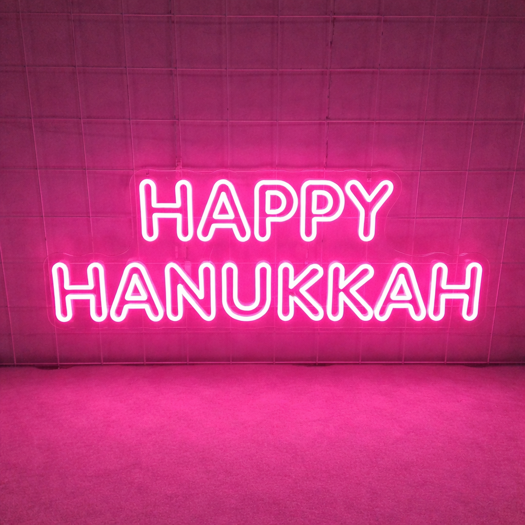 Happy Hanukkah LED Neon Sign for Holiday Decor & Jewish Celebration