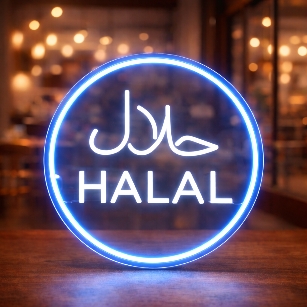 Halal LED Neon Sign Islamic Halal Neon Light for Restaurant Shop Wall Decor