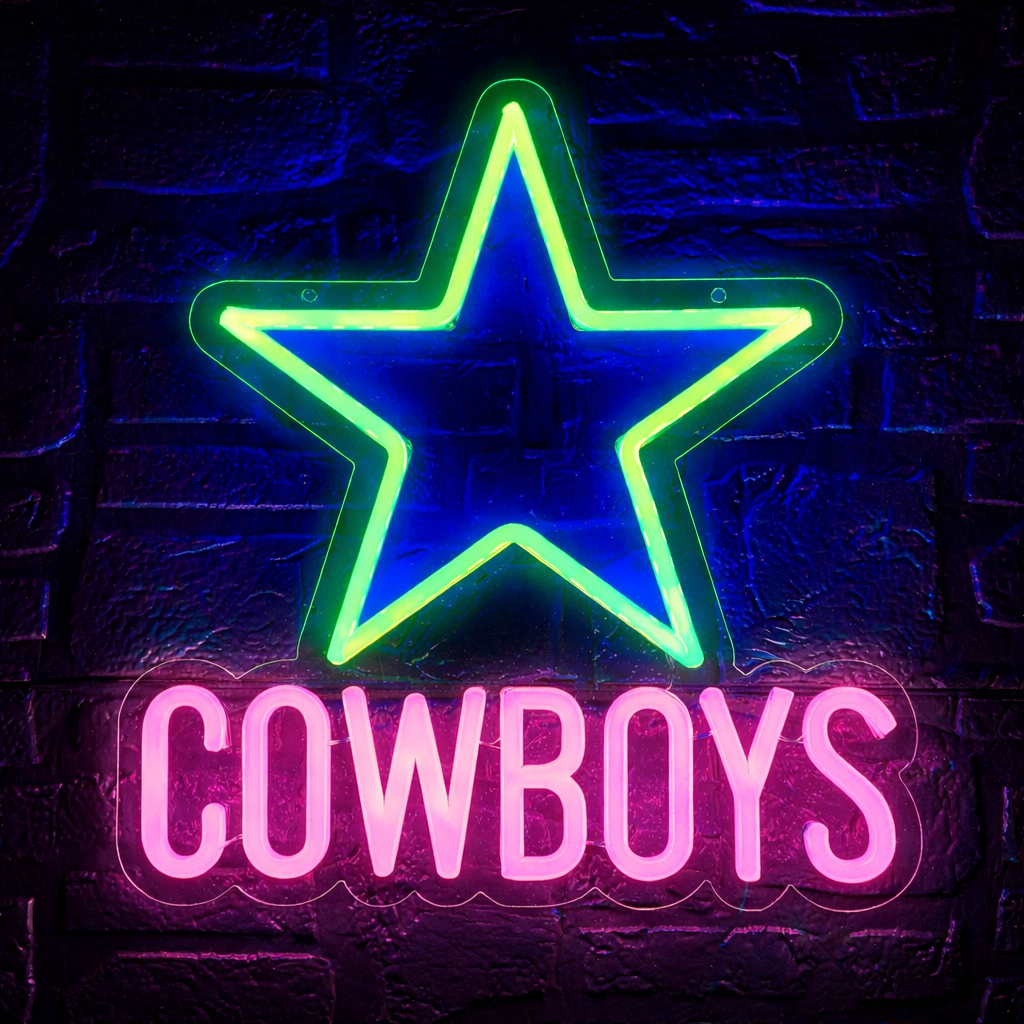 Cowboys Star LED Neon Sign for Sports Bar and Fan Room Decor
