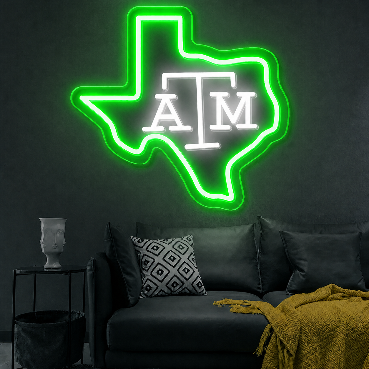 Texas A&M LED Neon Sign Texas State Outline Neon Light Wall Decor for Bedroom Game Room Sports Fans