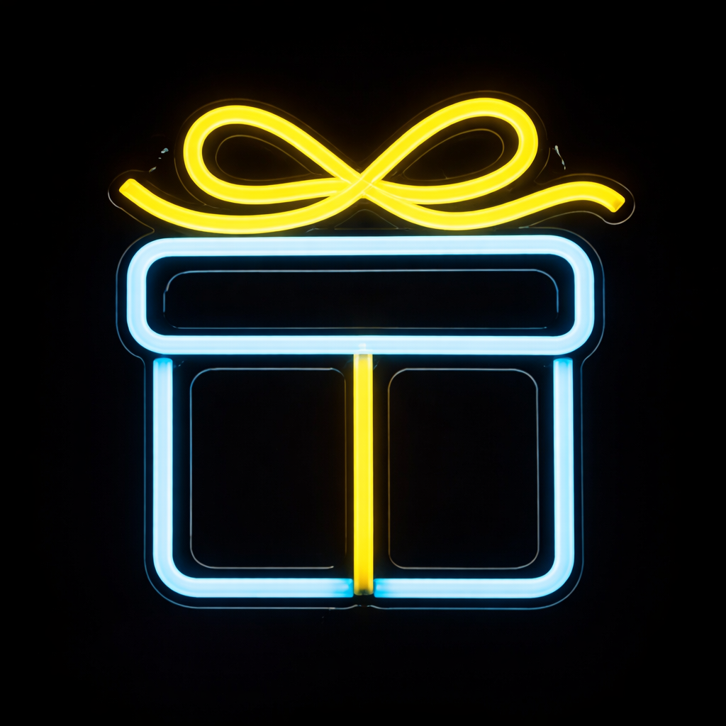 Christmas Gift Box Neon Sign LED Wall Light for Holiday Décor