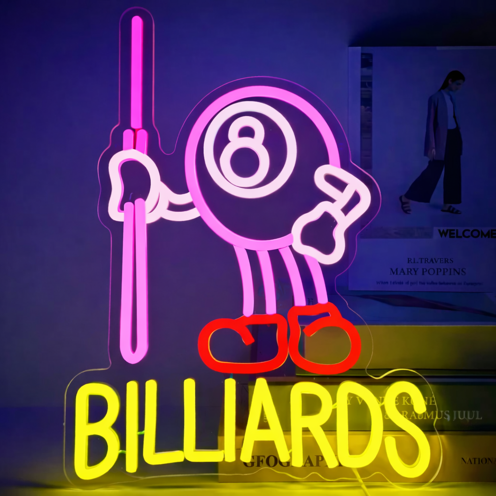 Billiards LED Neon Sign Colorful Pool Table Neon Light for Game Room Bar Club Wall Decor