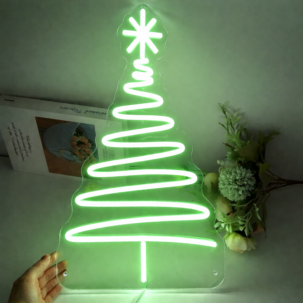 LED Spiral Christmas Tree Neon Sign White Wall Décor