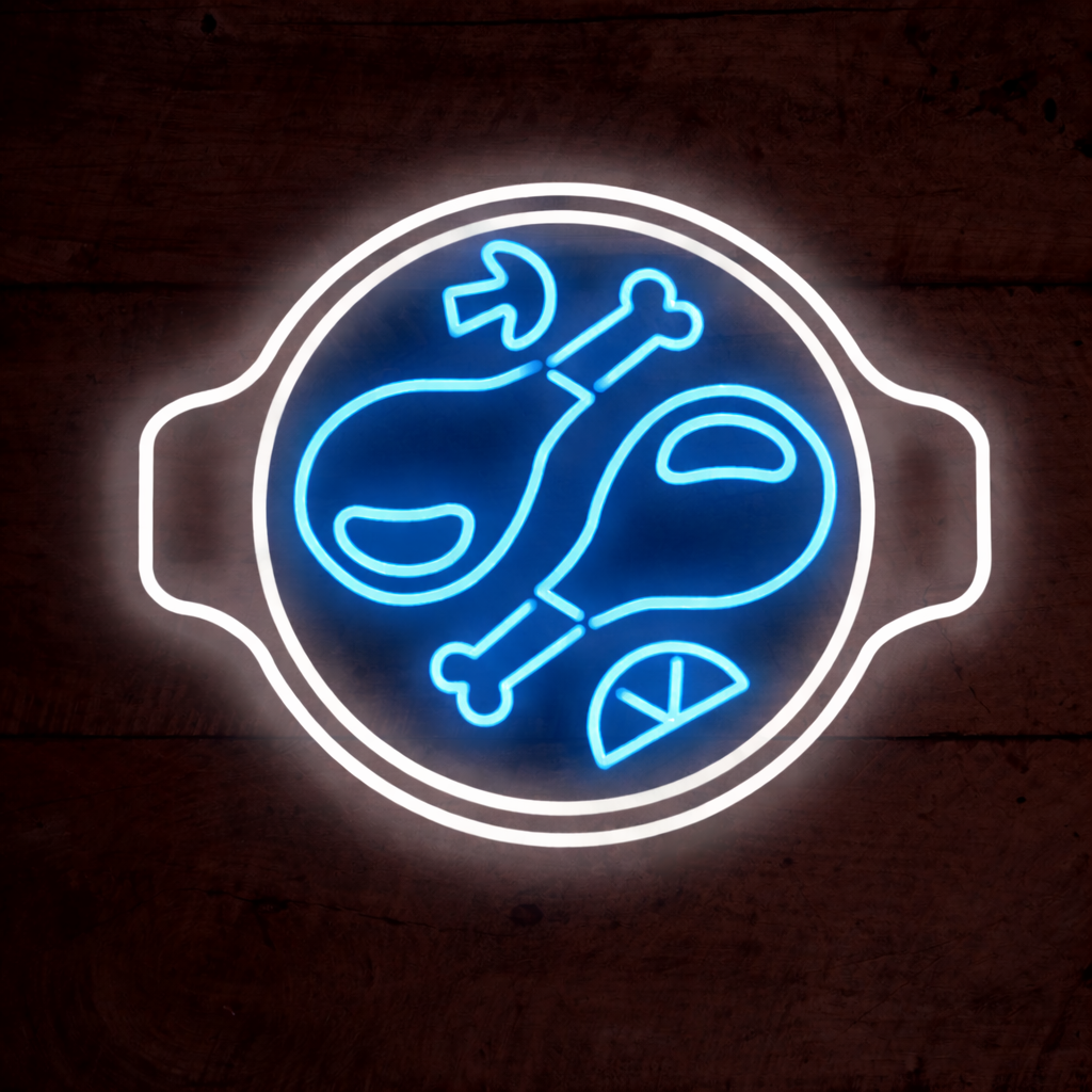 Roasted Chicken Plate LED Neon Sign for Restaurant Kitchen and Dining Decor