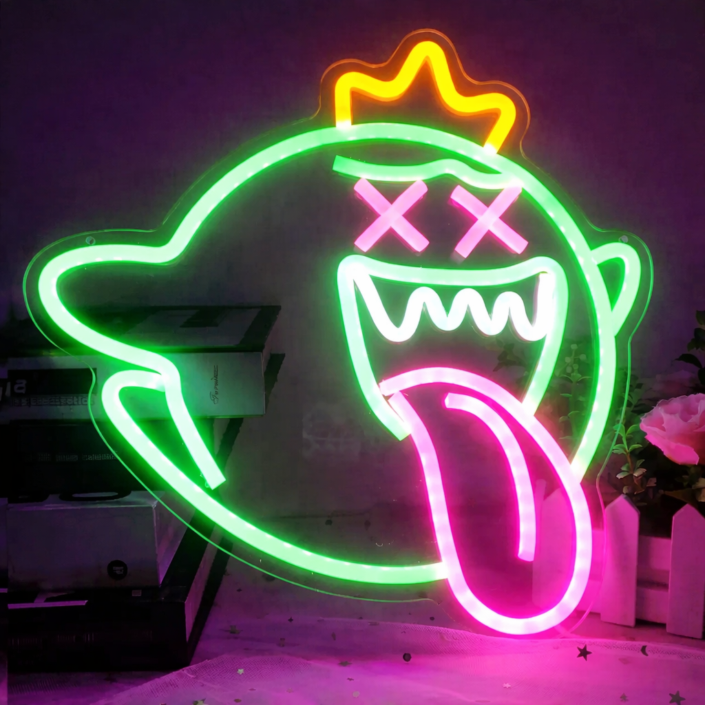 Ghost Crown LED Neon Sign for Bedroom Wall Decor Neon Light