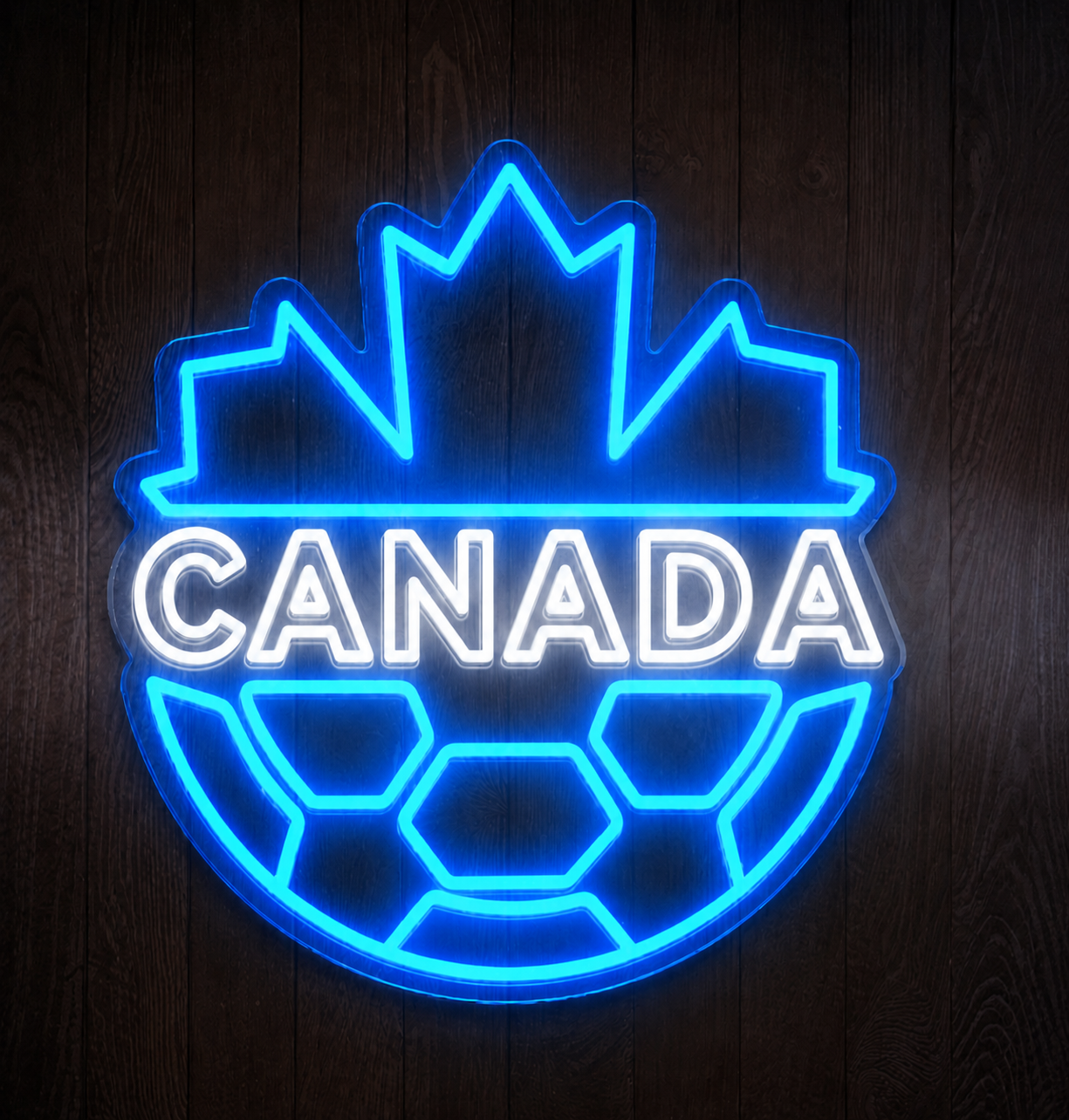 Canada Soccer LED Neon Sign Maple Leaf Football Neon Light Wall Decor for Sports Bar Game Room