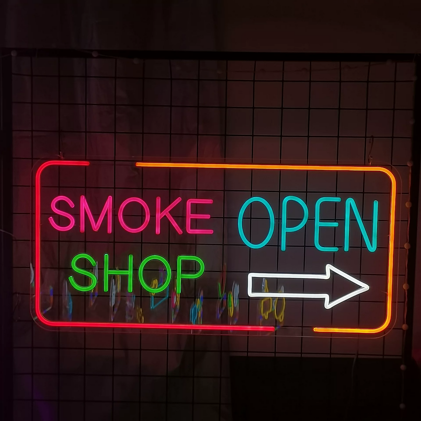 Smoke Shop Open LED Neon Sign with Arrow Business Neon Light Wall Decor for Storefront Bar Shop