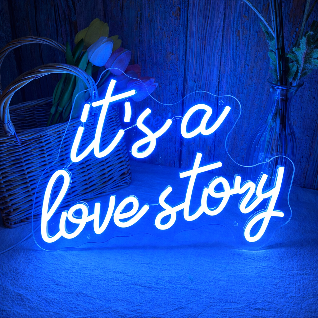 It’s a Love Story LED Neon Sign for Bedroom Romantic Wall Decor Light