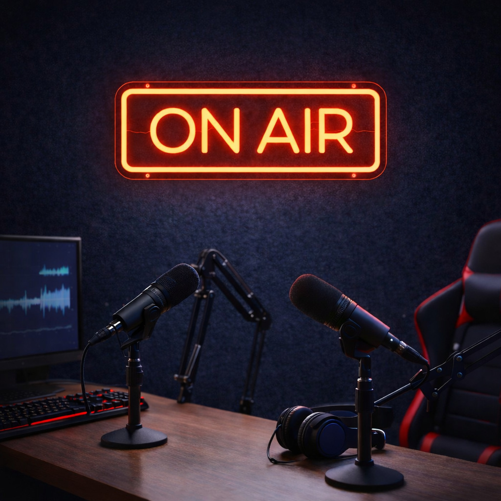On Air LED Neon Sign Studio Neon Light for Podcast Streaming Room Wall Decor
