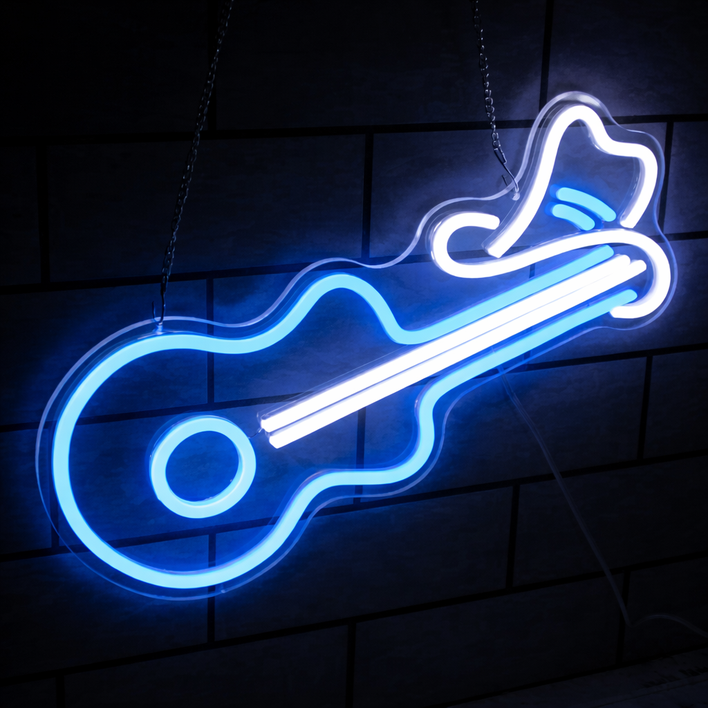 Guitar LED Neon Sign Electric Guitar Neon Light for Room Bar Studio Wall Decor