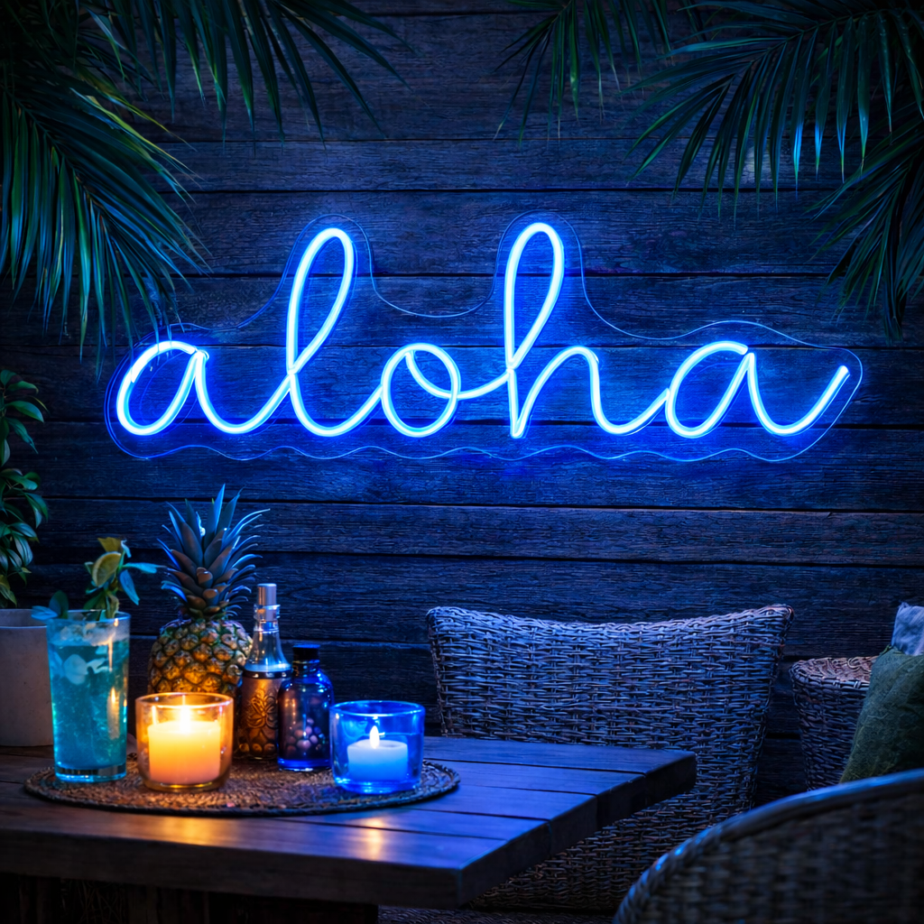 Aloha LED Neon Sign Hawaii Neon Light for Bar Beach Party Room Decor