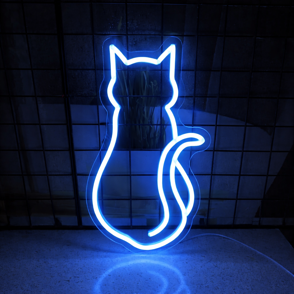 Pink Cat LED Neon Sign for Bedroom, Desk & Aesthetic Room Decor