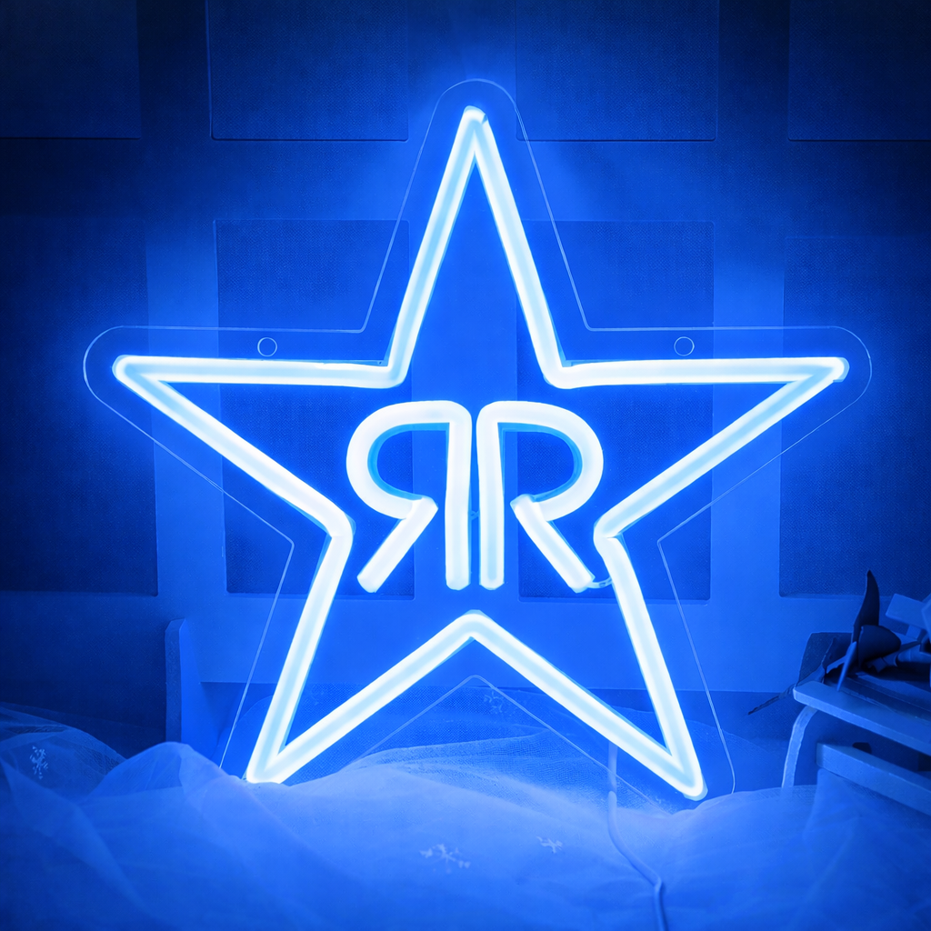 Rockstar Star Logo LED Neon Sign for Gaming Room and Bar Decor