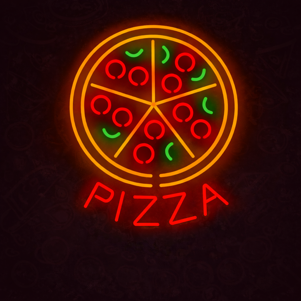Pizza Round LED Neon Sign for Restaurant, Kitchen & Pizzeria Wall Decor