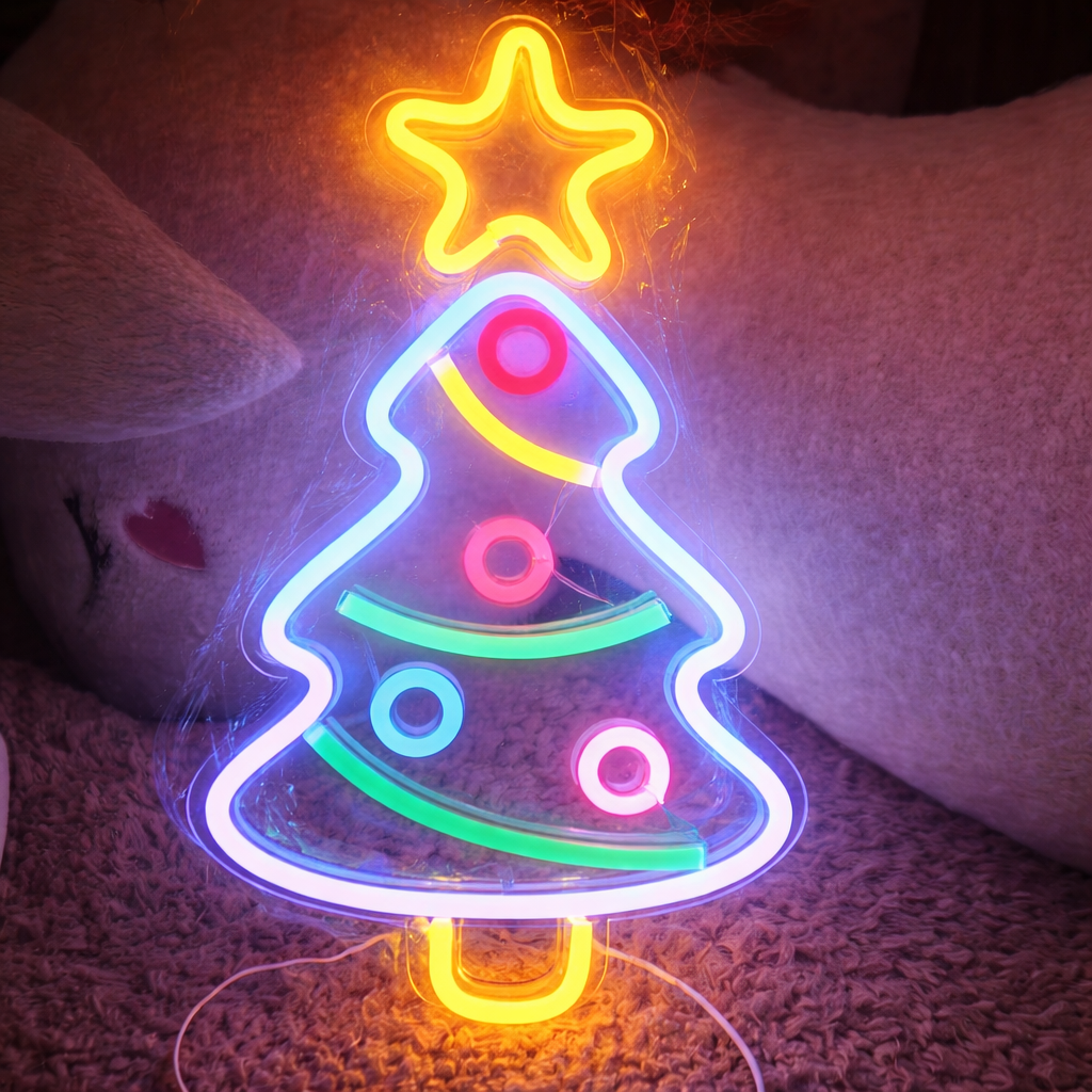 Christmas Tree LED Neon Sign for Holiday Wall Decor Light