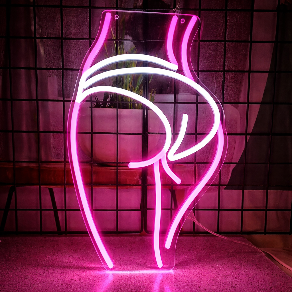 Sexy Butt Outline LED Neon Sign Pink Body Curve Neon Light for Bedroom Wall Decor