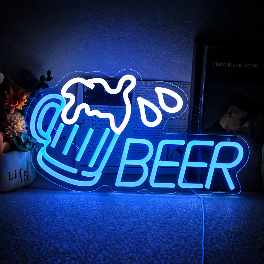 Cheers Beer Mug LED Neon Sign for Home Bar and Party Decor