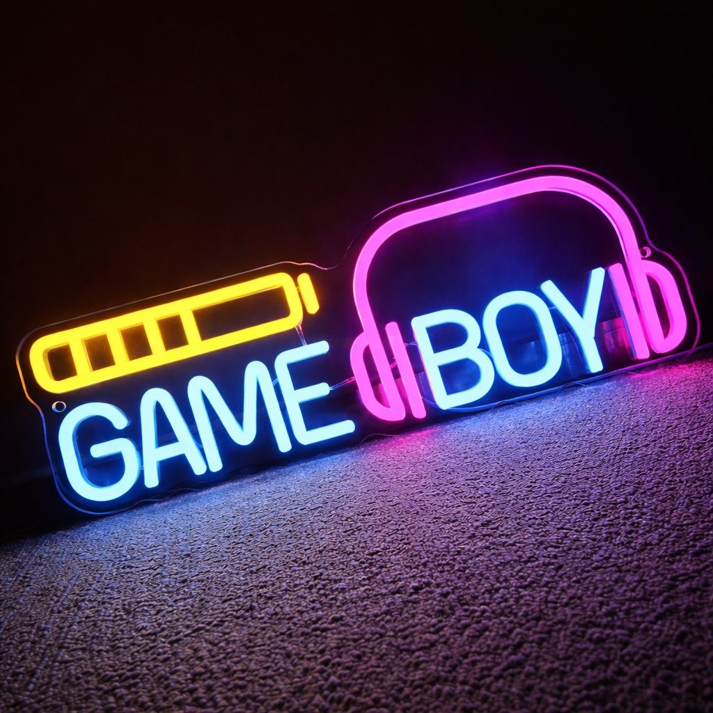 Game Boy Headphone LED Neon Sign for Gaming Room, Stream Setup & Retro Gamer Decor