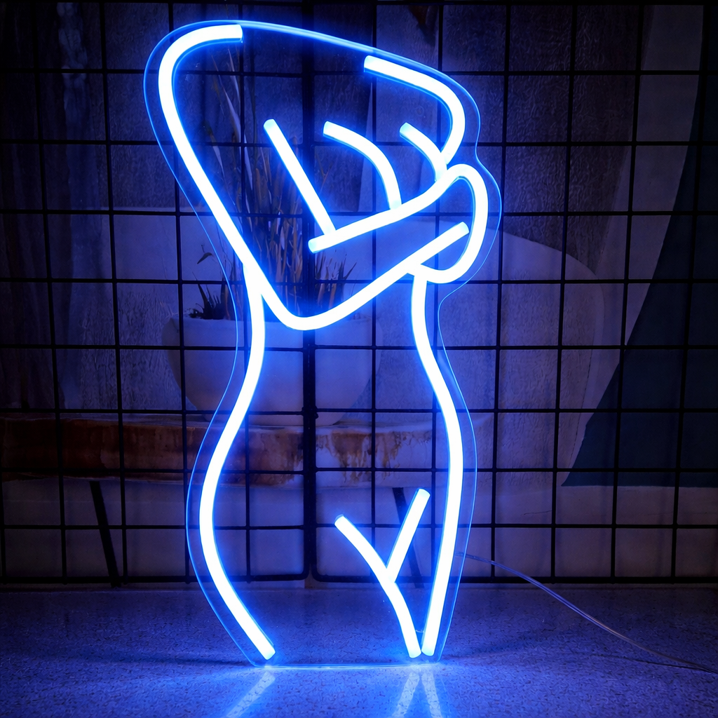 Sexy Body Outline LED Neon Sign Pink Silhouette Neon Light for Bedroom Wall Decor