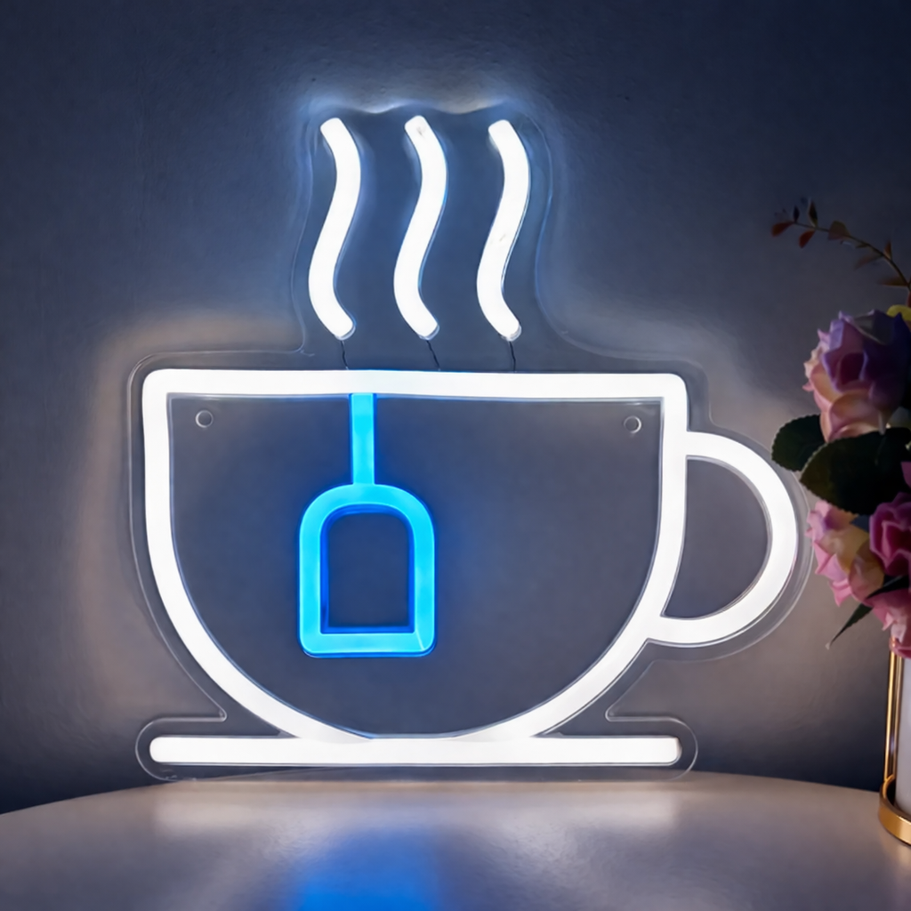 Minimal Coffee Cup LED Neon Sign for Kitchen Cafe Wall Decor Light