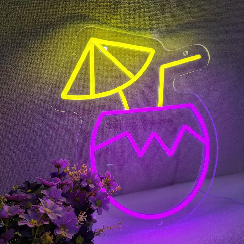 Cocktail LED Neon Sign Pink Yellow Tropical Drink Neon Light Wall Decor for Bar Cafe Bedroom