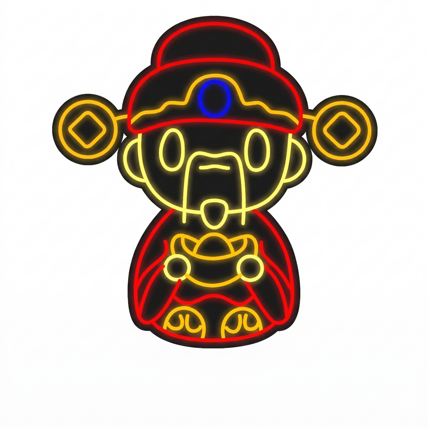 Lucky Wealth God LED Neon Sign Red Yellow Chinese New Year Neon Light Wall Decor for Home Shop Restaurant