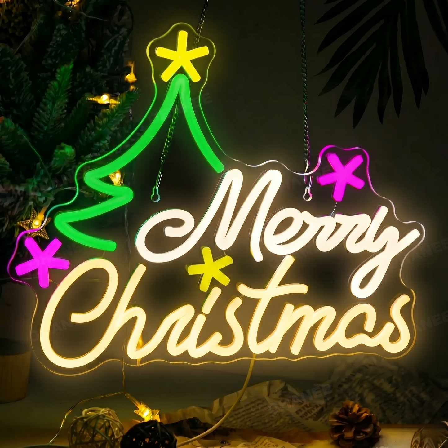 Light, Multi-Color Neon Light Sign for Christmas Party, Home Room, Storefront Window Display