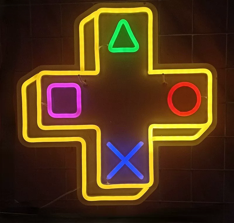 Game Controller LED Neon Sign Yellow Gaming Neon Light Wall Decor for Game Room Bedroom