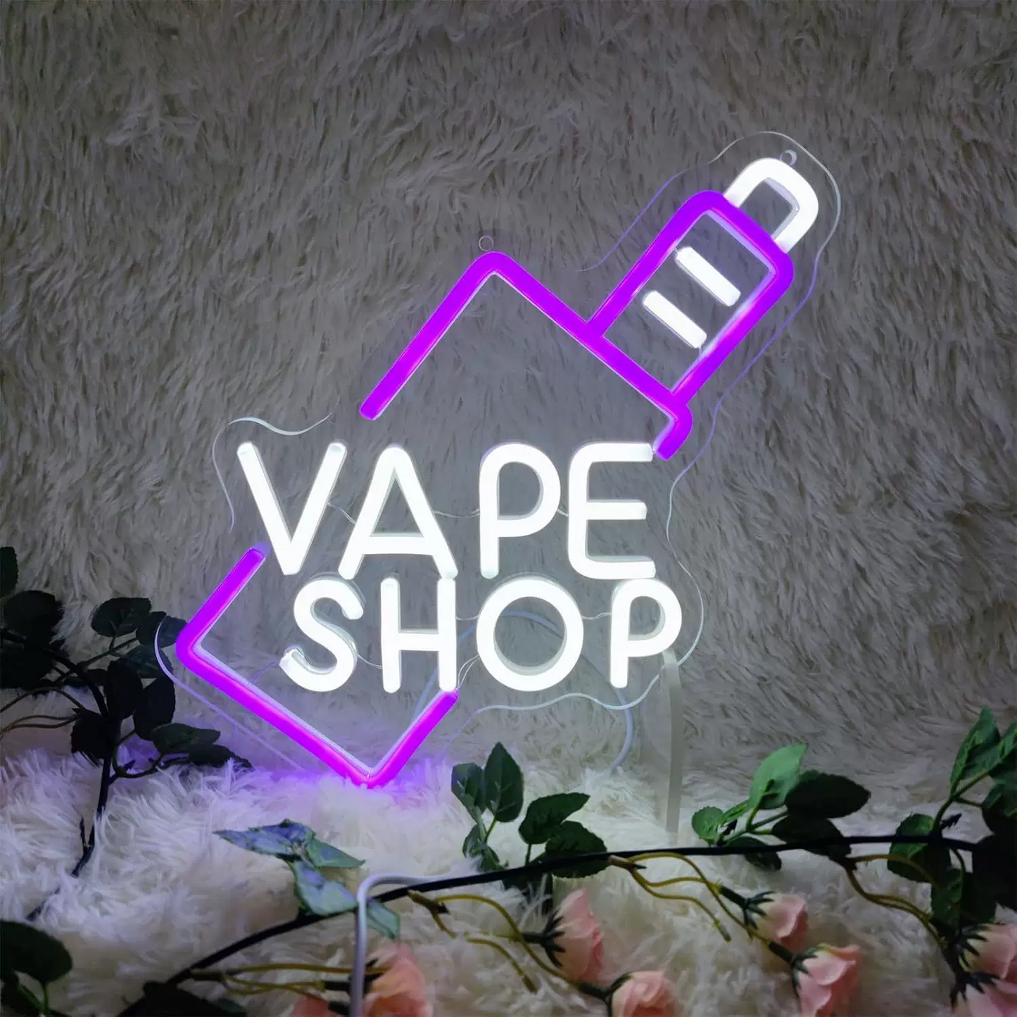 Vape Shop LED Neon Sign Purple White Vape Neon Light Wall Decor for Smoke Shop Lounge