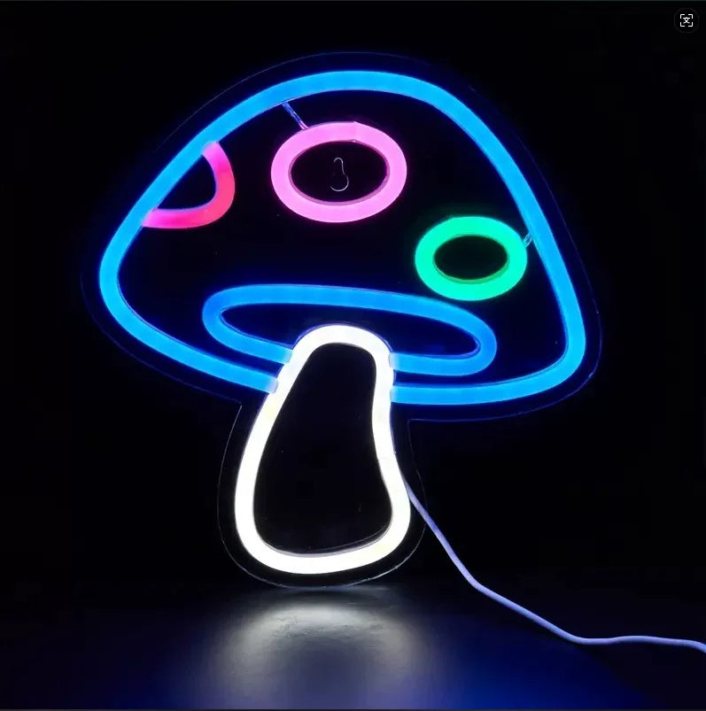 Cute Mushroom LED Neon Sign for Bedroom Aesthetic Room Wall Decor Light