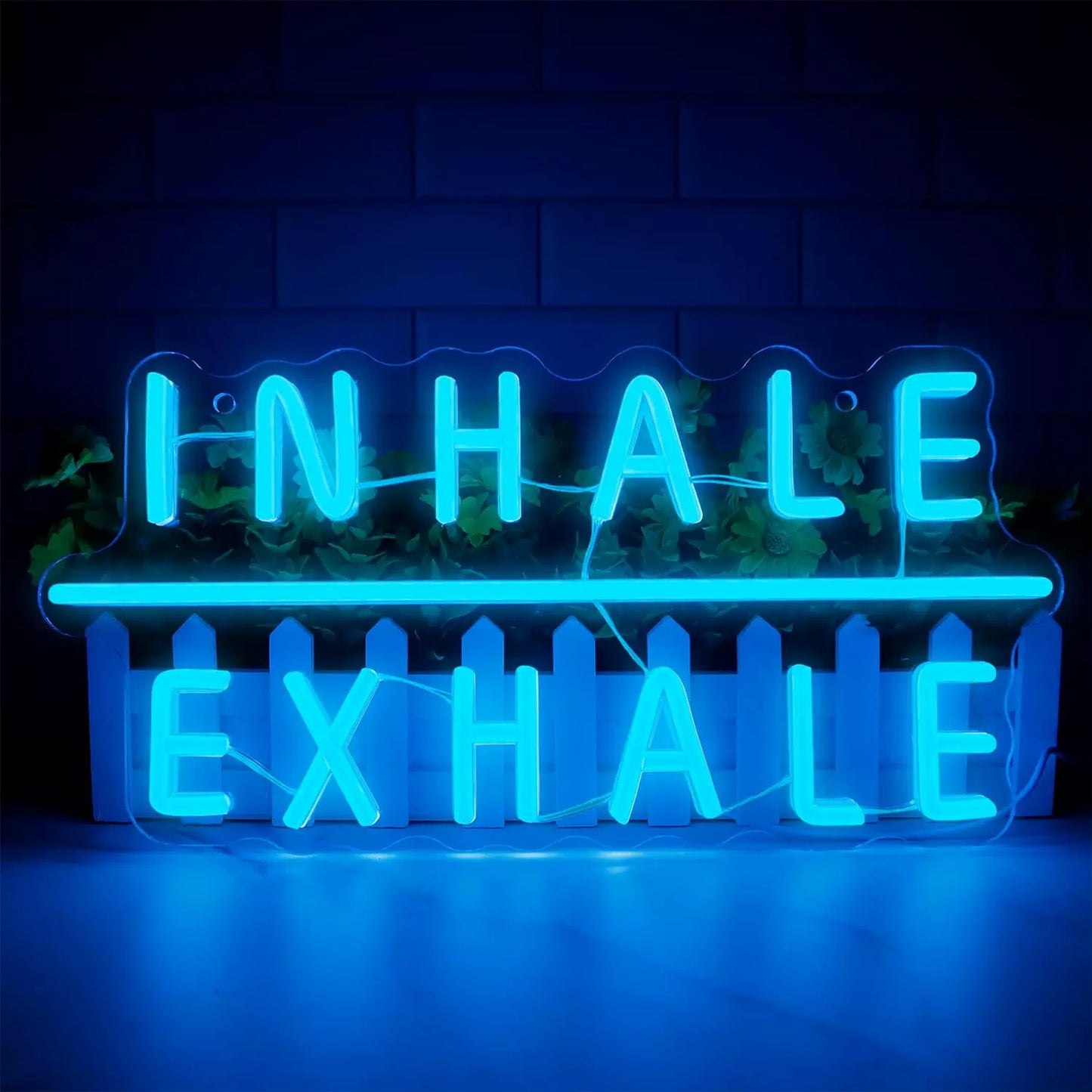 Inhale Exhale LED Neon Sign Blue Yoga Breathing Neon Light Wall Decor for Bedroom Studio