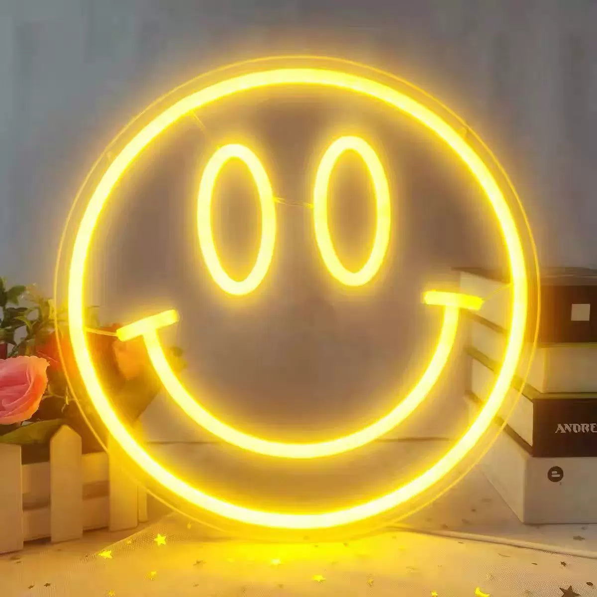 Classic Smiley Face LED Neon Sign for Bedroom Wall Decor Light
