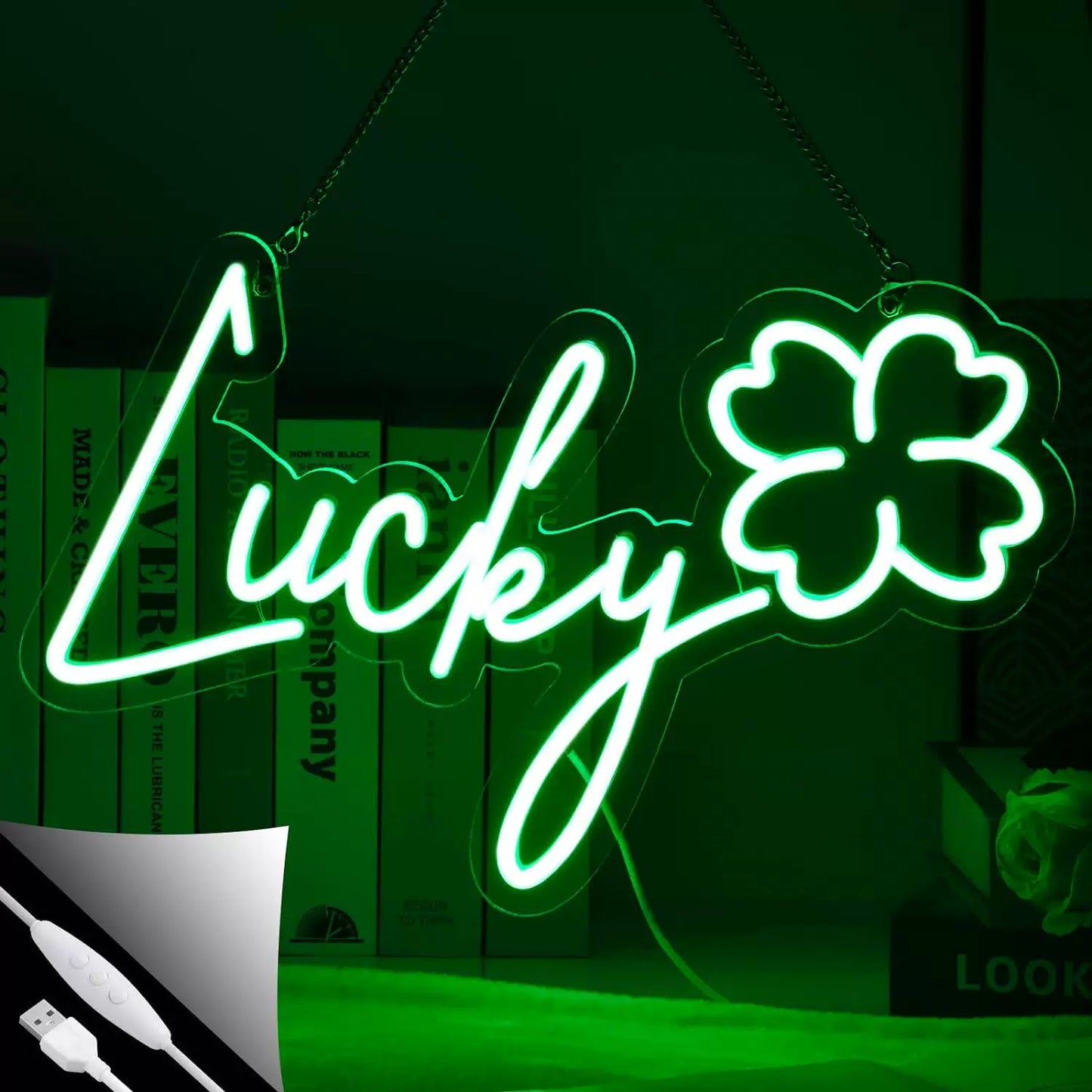 Lucky Clover LED Neon Sign for Home Decor Green Wall Light St. Patrick’s Day Bar Decoration