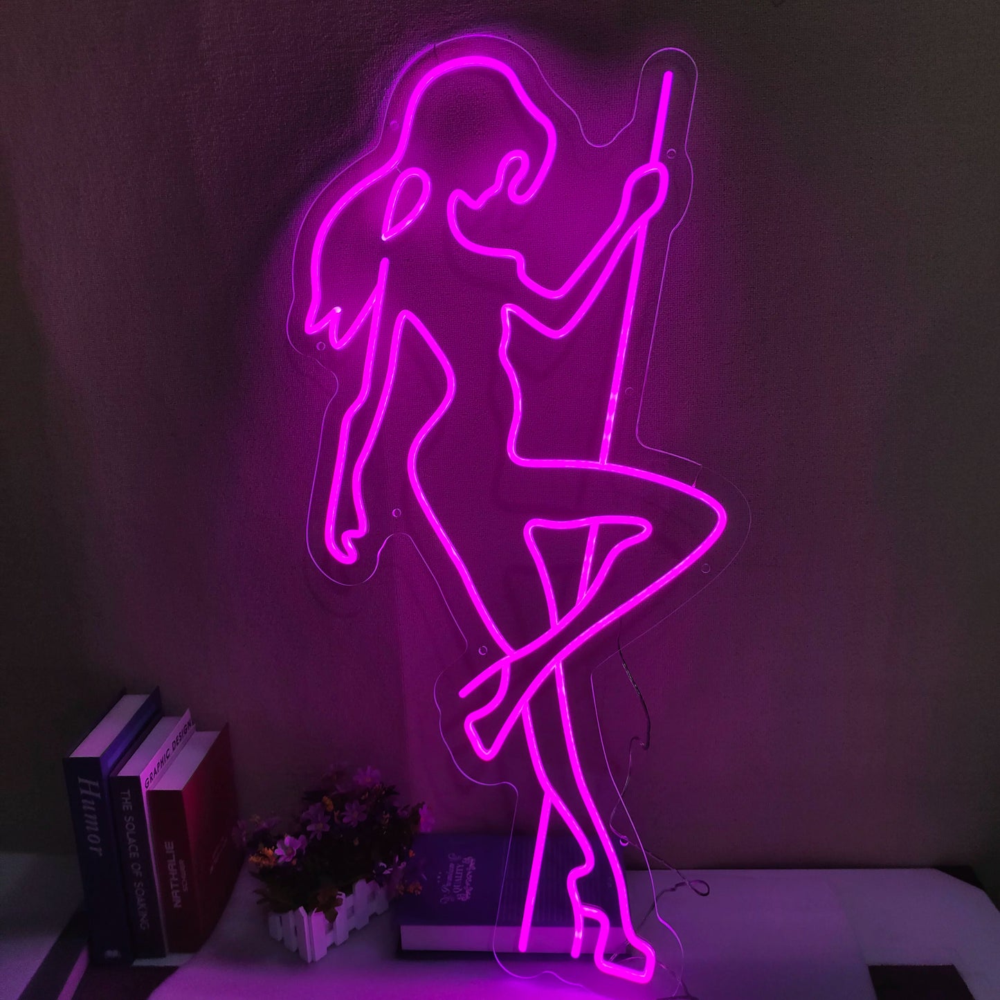 Pole Dancer LED Neon Sign Pink Dance Neon Light Wall Decor for Bedroom Bar Studio