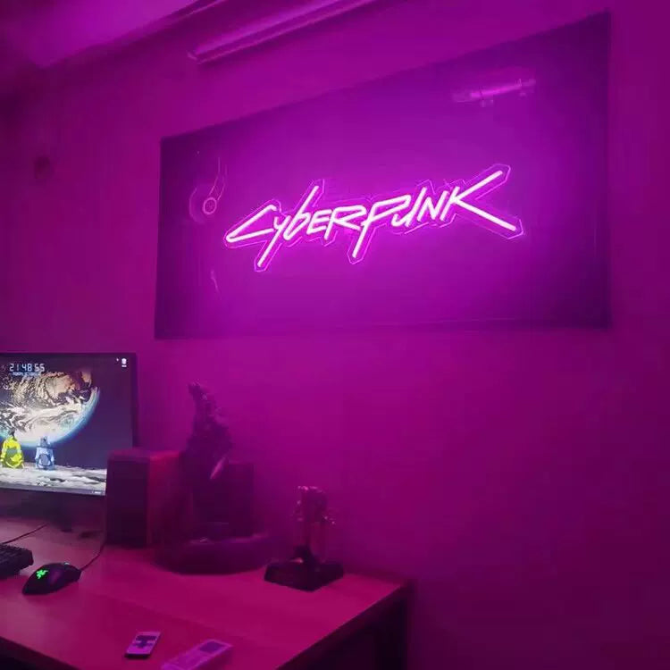 Cyberpunk LED Neon Sign Yellow Wall Decor for Gaming Room or Office