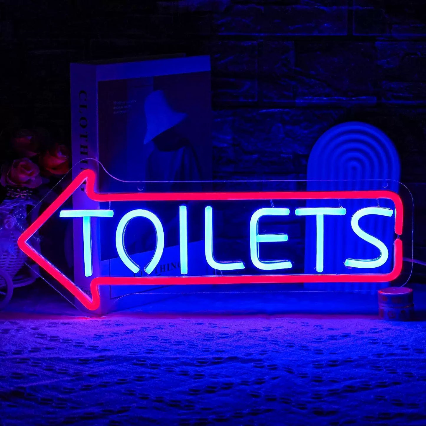 Toilets LED Neon Sign Blue Red Arrow Neon Light Wall Decor for Bathroom Bar Restaurant