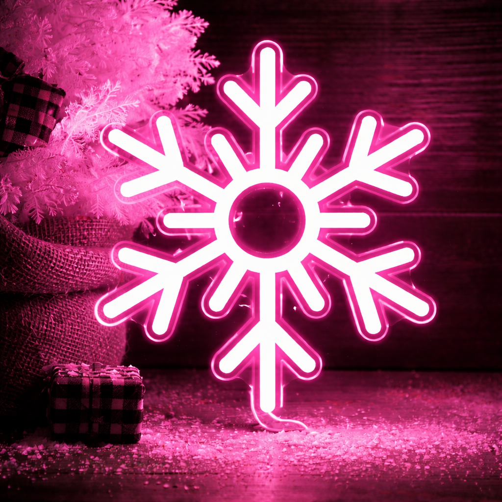 LED Snowflake Neon Sign Blue Wall Light for Christmas Décor